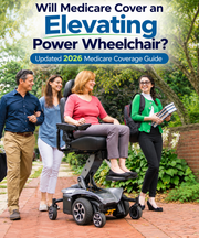 Illustration for a guide to Medicare coverage of elevating power wheelchairs