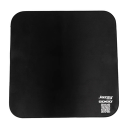 Black loading mat with rounded corners and white Jazzy and Go Go logos