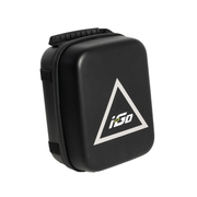 Black i-Go rear seat cargo bag with carrying handle and white triangular i-Go logo