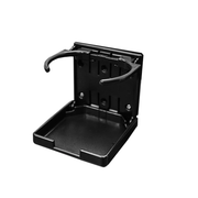 Black B Style Cup Holder shown open with fold-down base and curved cup supports
